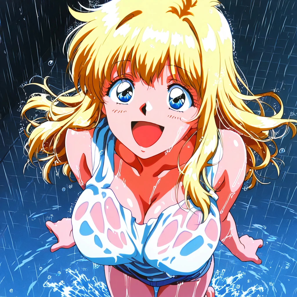 houjousatoko, blonde hair, short hair, hairband, Purple eyes, , empty eyes , large breasts, nipple, Running, , Heavy snowfall area, frozen, (Sweating profusely, Love juice, Wet Woman, female ejaculation) crying ,Naked ice girl, alone, Smile, Naked, Drooling, solo, , Peeing, lactation, projectile lactation