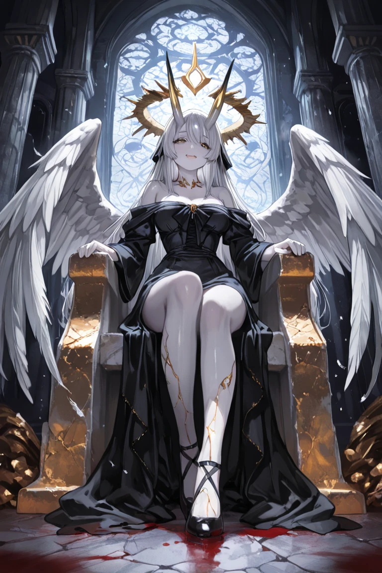 'Photorealistic Image Prompt'
Craft a photorealistic image portraying a beautiful girl embodying the essence of a demon king in a fantasy art style. She is depicted with striking white hair and vivid red eyes, exuding an aura of power and grace. Sitting cross-legged on her throne, she places her hands authoritatively on the armrests, with her right leg propped up, suggesting both casualness and command. The setting emphasizes her status in a fantastical realm, with intricate details that highlight the textures of her attire, the throne, and the ambient lighting. Render this image in 8k resolution to ensure a top-quality, detailed depiction that captures the intricate designs and the character's formidable presence.