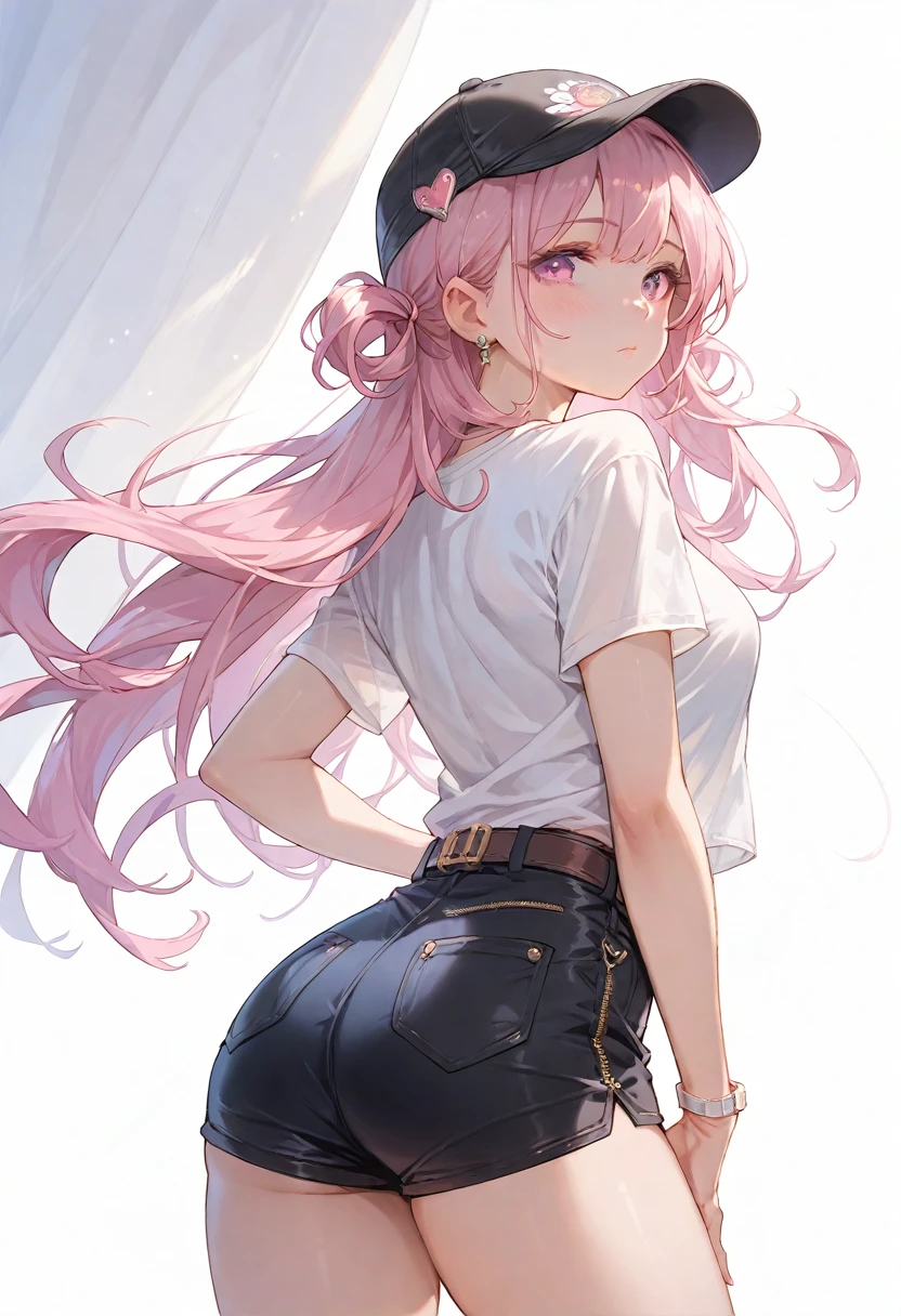 masterpiece:1.2,Best quality,Very detailed, Red eyes,Pink long hair,Green eyes,Standing
