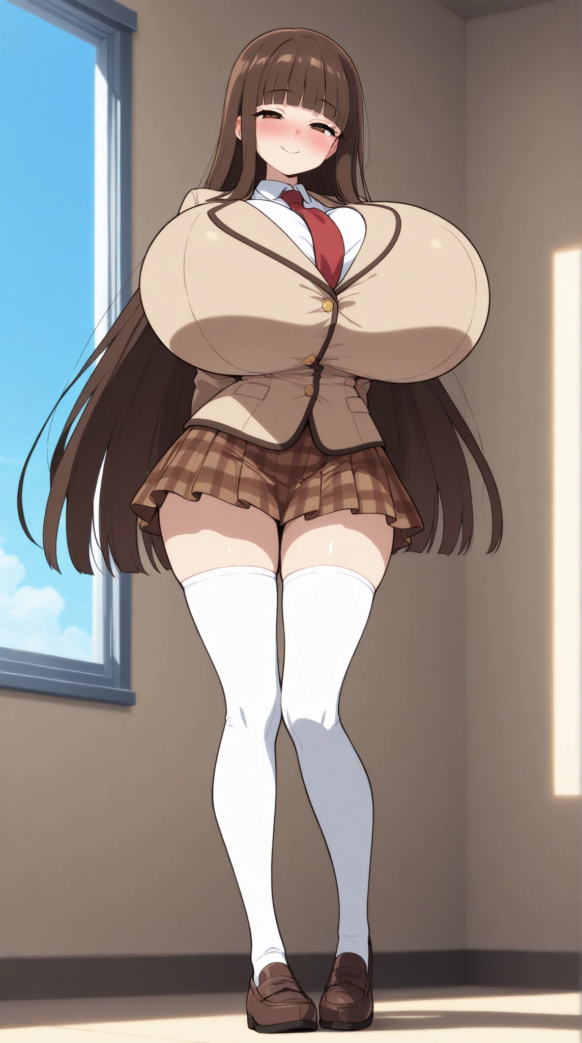 kurokoshirai, kuroko shirai, brown hair, long hair, (parted bangs:1.5), (brown eyes:1.7), Ringlet, twin tails, hair bow, bow, red bow, (big breasts:1.5),
break,Pink sailor suit:1.4、Red pleated skirt:1.2、Thin white pantyhose、twin tails、
break looking at viewer, whole body,
Break in my dorm room、
break (masterpiece:1.2), highest quality, High resolution, unity 8k wallpaper, (shape:0.8), (fine and beautiful eyes:1.6), highly detailed face, perfect lighting, Very detailed CG, (perfect hands, perfect anatomy),blush:1.3、sweat on face:1.5、Standing still、Grinning mouth、Sweaty、Full body portrait、Hollow Eyes:1.3、Fluid dripping from the crotch:1.1、Erect nipples under the costume:1.2