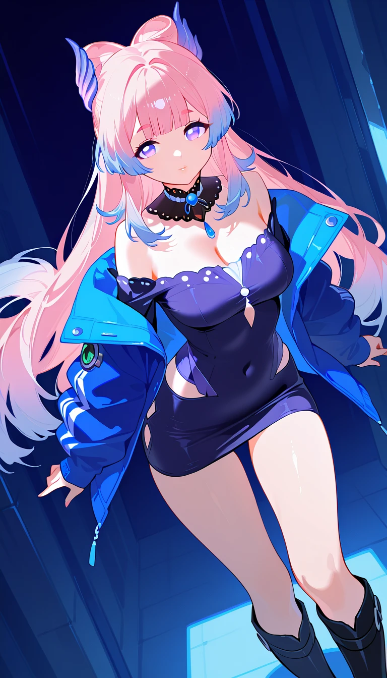 Please create an illustration that imagines Kaede Takagaki wearing a pink stage costume and singing. Try to highlight Kaede Takagaki's characteristic appearance: her long black hair and petite stature of 153 cm. Also, assuming that the background is a purple curtain that resembles a live house stage, please feel free to set the pose and expression of Kaede Takagaki. masterpiece, best quality, (highly detailed cg unity 8k wallpaper, masterpiece, best quality, ultra detail, best shadows), (detailed background), (beautiful detailed face, beautiful detailed eyes), high contrast, (best lighting, very delicate and beautiful),1girl,((colorful paint splashes isolated on transparent background, dulux,))), (caustic)), dynamic angle,beautiful detailed brilliance,whole body, Luzao, Pink low_twintails:1.2, Pink long_hair, elbow_gloves:1.2, Choker, green_eyes:1.3,hair_ornament, Hair bands,Jewellery, Ribbons, Sleeveless, Smile:1.3, Black dress:1.2, Bracelet, 2 rabbit_ears:1.2, Earrings 1 girl, mouth closed, smile, flower, long nails, looking at viewer, petals, pink eyes, purple hair, (((masterpiece)), embarrassed, surrounded by people, walking on the street in public, nsfw, naughty style, hands on hips, walking in school, playboy bunny, big thighs
