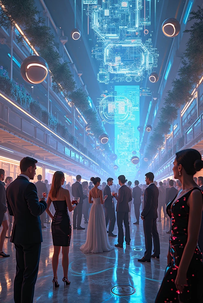 there are two people standing in a garden with a robot, in a cyberpunk garden, beeple and alphonse mucha, metaverse concept art, cinematic hologram, 2020 video game screenshot, cg art, corporate holograms, futuristic avatars, futuristic utopian fantasy, cyberpunk ads, uncanny valley, cyberpunk garden, the uncanny valley