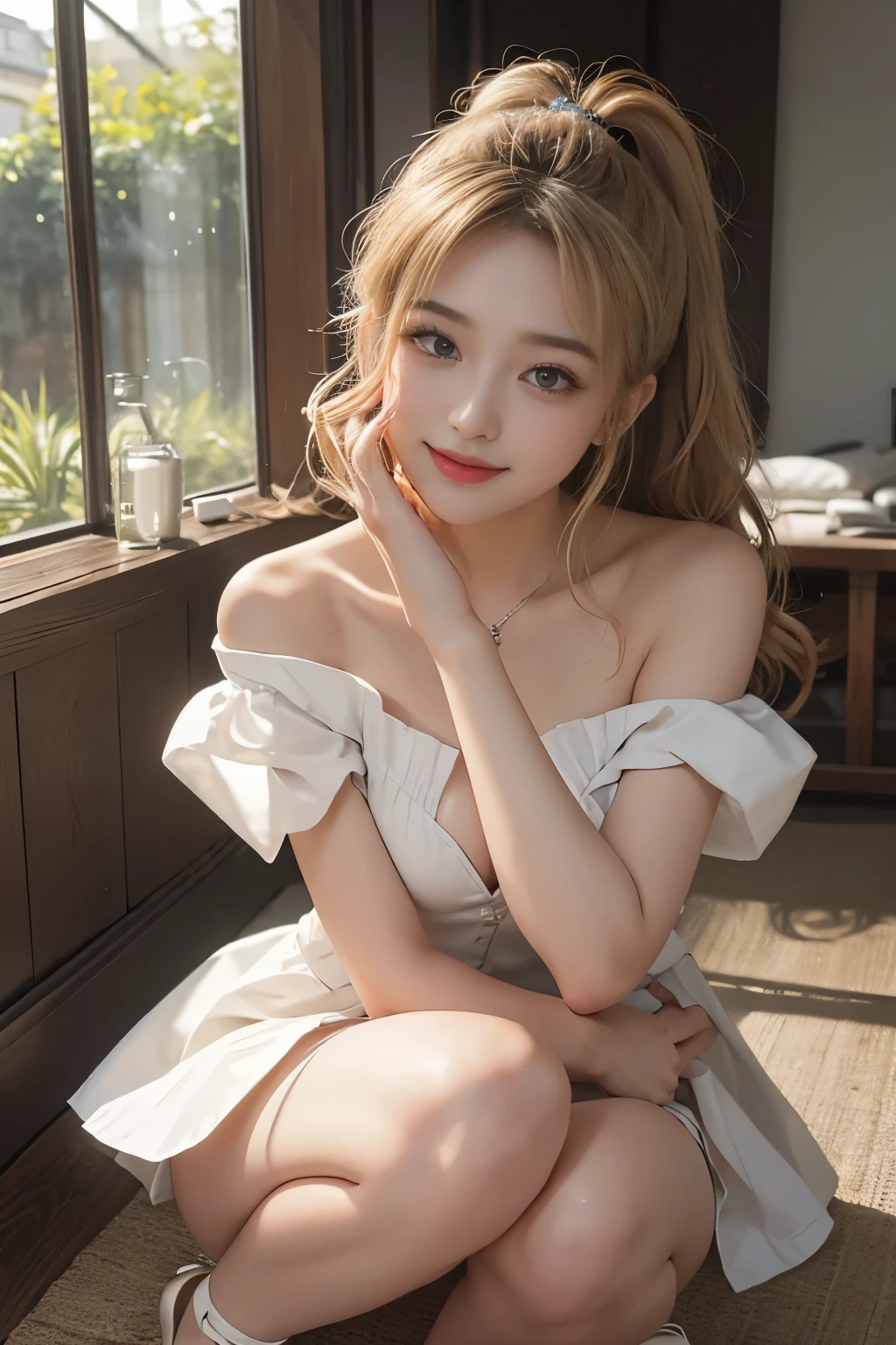 ((highest quality:1.3、8k、masterpiece))、One Girl、Detailed face 1:2、Cute Face、Fine grain、Beautiful woman、Lesbians all over、Angelicales、Angel、White Skirt、White Tops、feather、Gentle light、Light background、Great background、White gold hair、Are standing、BREAK ceremony,((Random sexy poses、put in、Deep pleasure, Ecstatic eyes:1.2)), ((I gasp hard:1.2))、Ecstatic face、Climax expression, Through clenched teeth、My whole body is convulsing、View Viewer