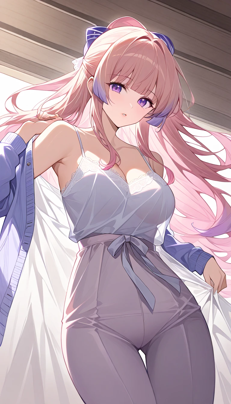 masterpiece、highest quality、Very detailed、Photograph the upper body、1 female、(Put your arms behind your back:1.2)、Are standing、Turn your body forward、View your viewers、(Classic nurse outfit、Nurse cap)、blush、shy、Pink Hair、Open your mouth、Hospital room、Big Breasts、
