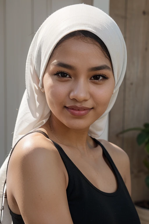 (8k, RAW photo, best quality), ((realistic skin, hyper detail)), seducing hijab woman, asian look, 35 years old Indonesian women, perfect thick body, plump and saggy breasts, lust face, few soft freckles, mole below eyes, detail skin texture, smile, , dramatic light , Rembrandt lighting scheme, (hyperrealism:1.2), (8K UHD:1.2), (photorealistic:1.2), shot with Canon EOS 5D Mark IV, detailed face, detailed skin texture, 35mm, over-the-shoulder shot,cool-toned color grading, Deep Focus cinematography effect, Natural Lighting, high quality, ultra detail, 8k resolution,