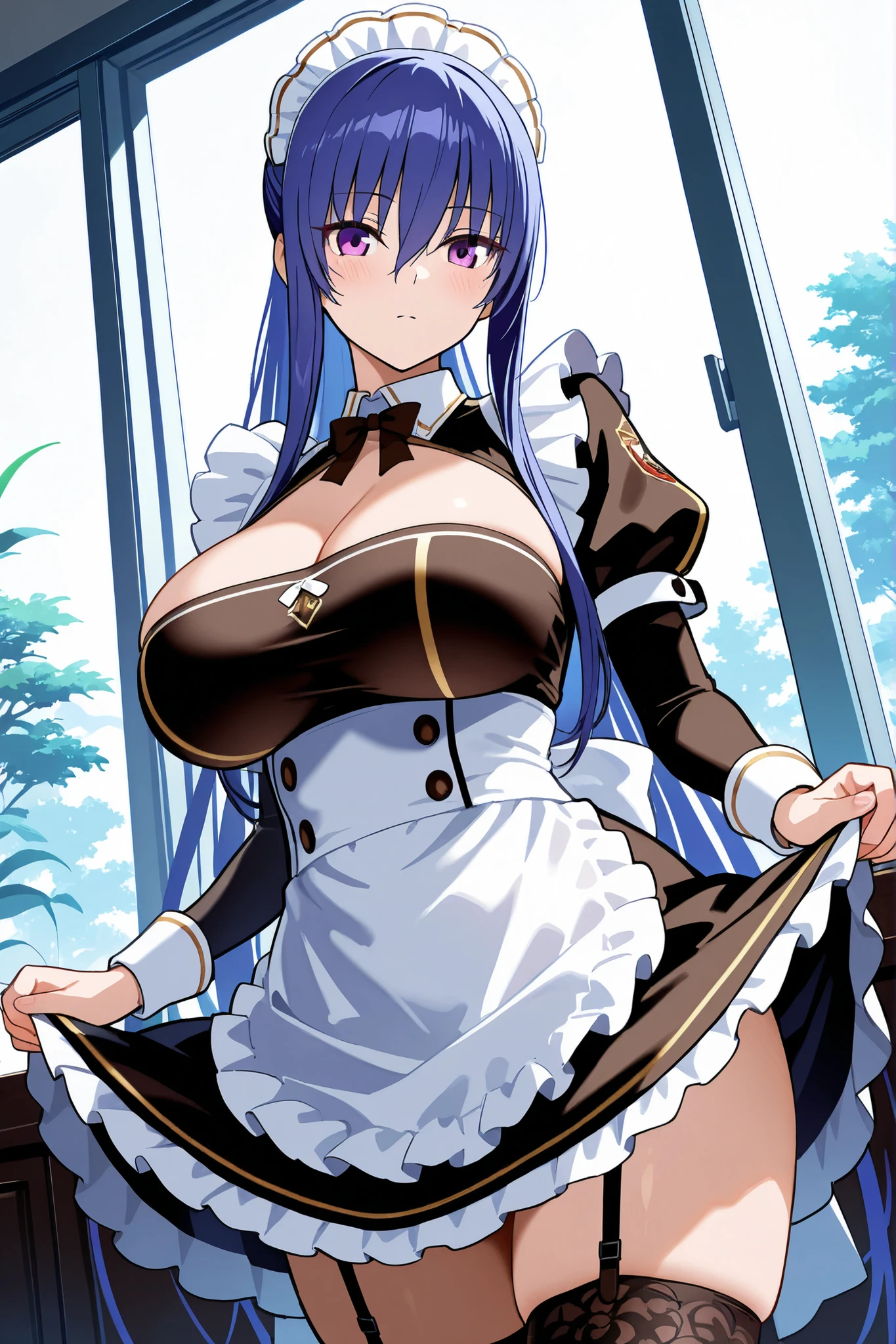 FFF, GHWeddingDress, 1girl, solo, standing, looking at viewer, smile, hair cover one eye,
