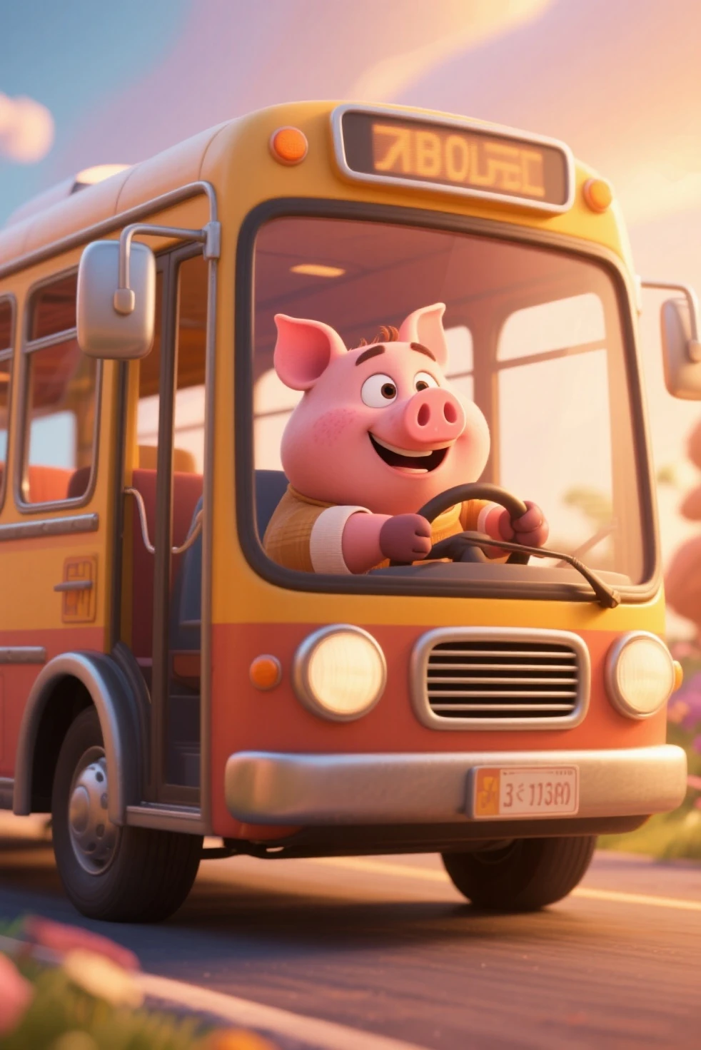 pig in the bus
