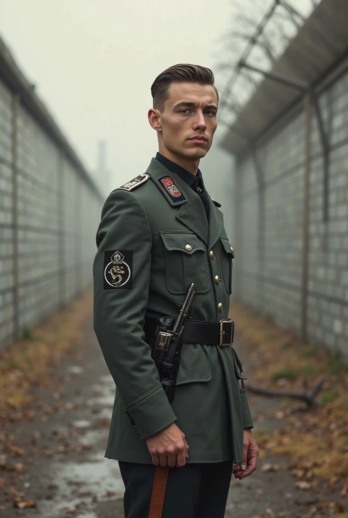 Homem Red-Haired de 15 anos, Red-Haired, saluting Hitler