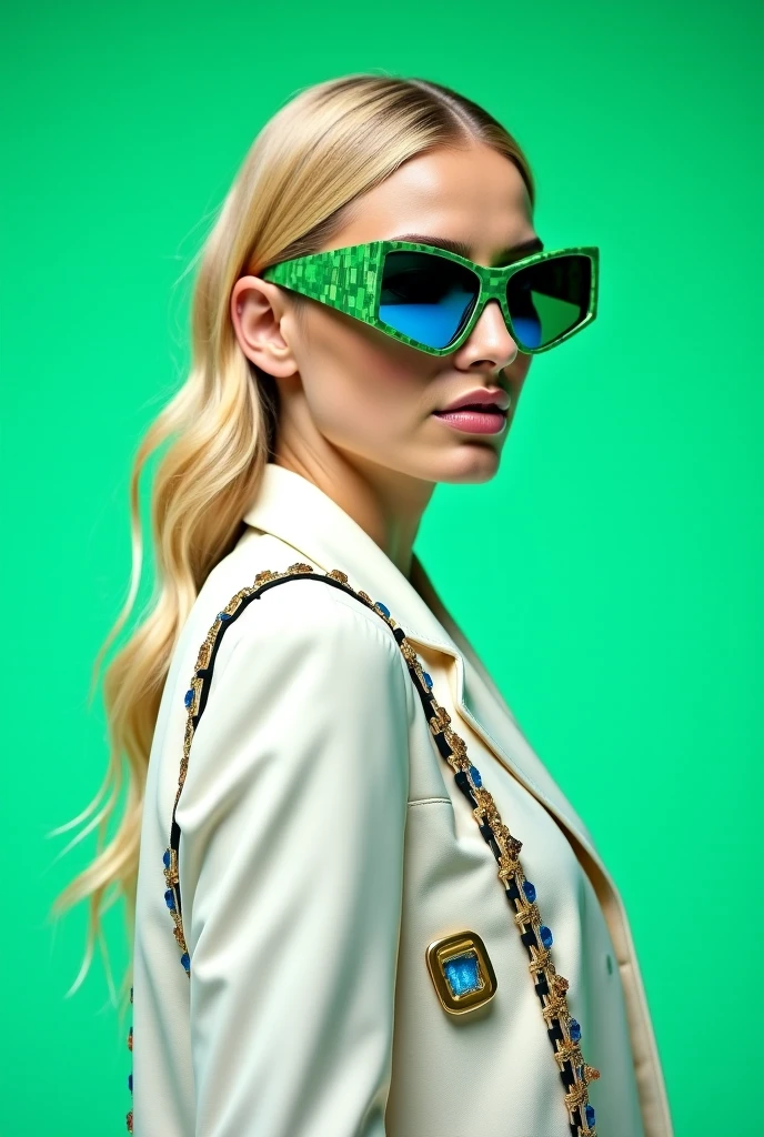 brazilian woman, blond long hair, green eyes, 29 years old, filmmaker, smirk, filming on camera, evening view, wearing comfort suit