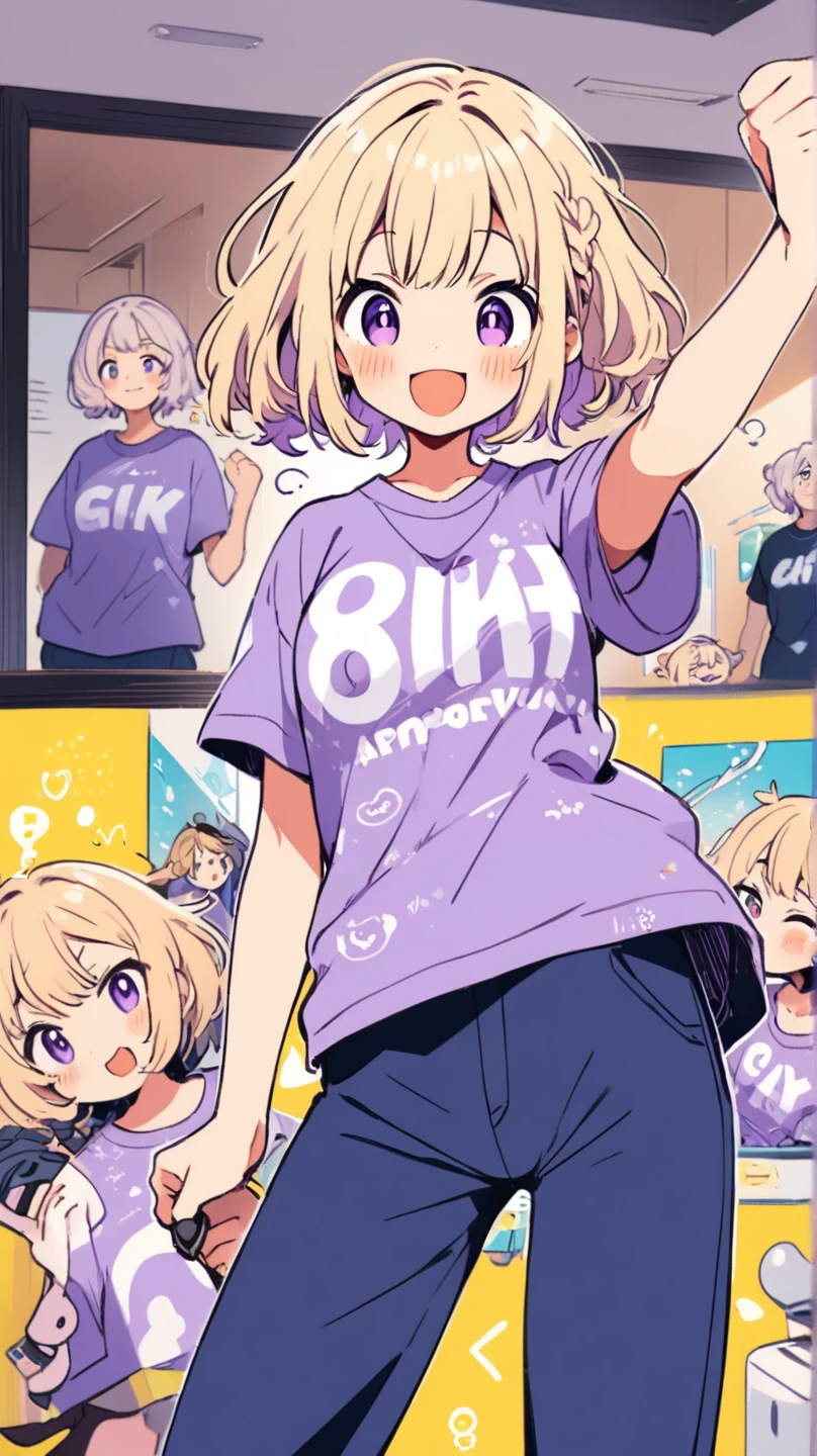 1 person、Middle-aged women、Fat guy、Narrow and slanted eyes、Short hair、The front hair is raised like a visor、crybaby、Snack bar mom