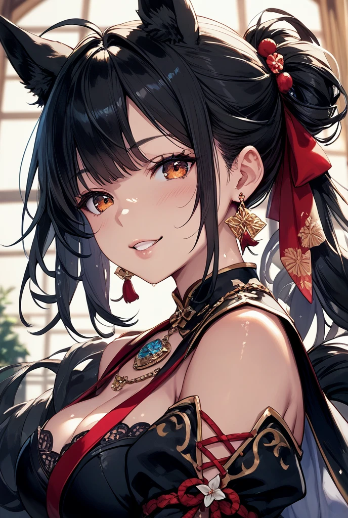 (Best Quality)), (Masterpiece), (Sharpness), 32k, (Best Quality Depiction), (Best Quality), Art, Detailed and Detailed CG Art, Detailed and Detailed CG Art, Detailed Human Body, Perfect Bright Lighting: 1.3, (Perfect Anatomy), (Flawless Body Depiction), Golden Ratio, Depiction of Perfect Woman, 1 Woman, (Japan Adult Female in Early Twenties), (Glossy Black Hair, Short Hair: 1.1), ( Beautiful shiny eyes),(Beautiful face with detailed detail), (Small:1.3), (Beautiful kimono with detailed detail:1.4,Peony pattern)