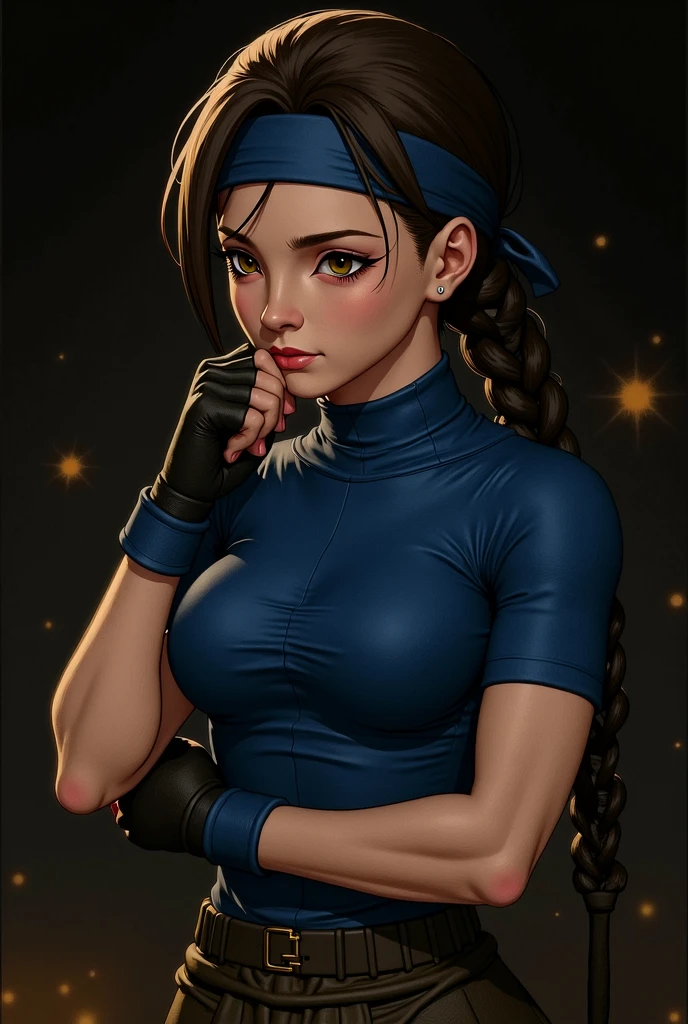 (ultra realistic,32k, masterpiece:1.2),(high detailed skin:1.1),( high quality:1.1),
<lora:ibukiSF5:0.6>ibuki,black hair,brown eyes,long hair,high ponytail,school uniform,(anger vein:1.1),gauntlets,solo, blank background blurry background,(looking at viewer, standing, from above:1.1),, huge breast,large breast,<lora:add_detail:0.81>,
(ambient lighting:1.1),