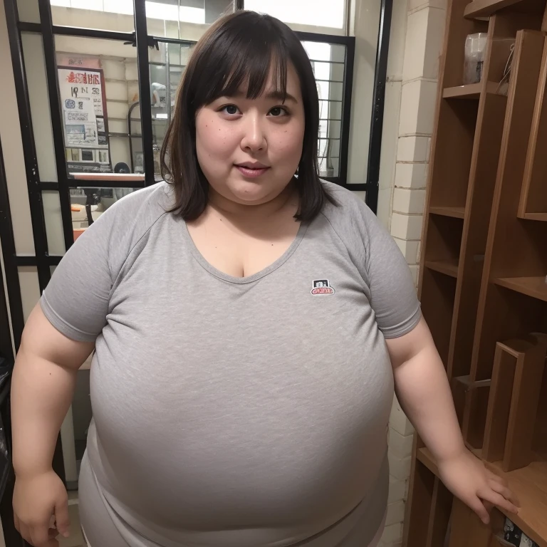 GoPro camera, Japanese super obese woman,　48yo,　Super burst breasts,　Her butt is about 4 times bigger than a normal woman&#39;s.,　Tank tops,　Leggings, weight:500lbs, ssbbw,   Walking through the downtown area of Shinjuku,　Weight 300kg, super obese, super fat, gigantic ass