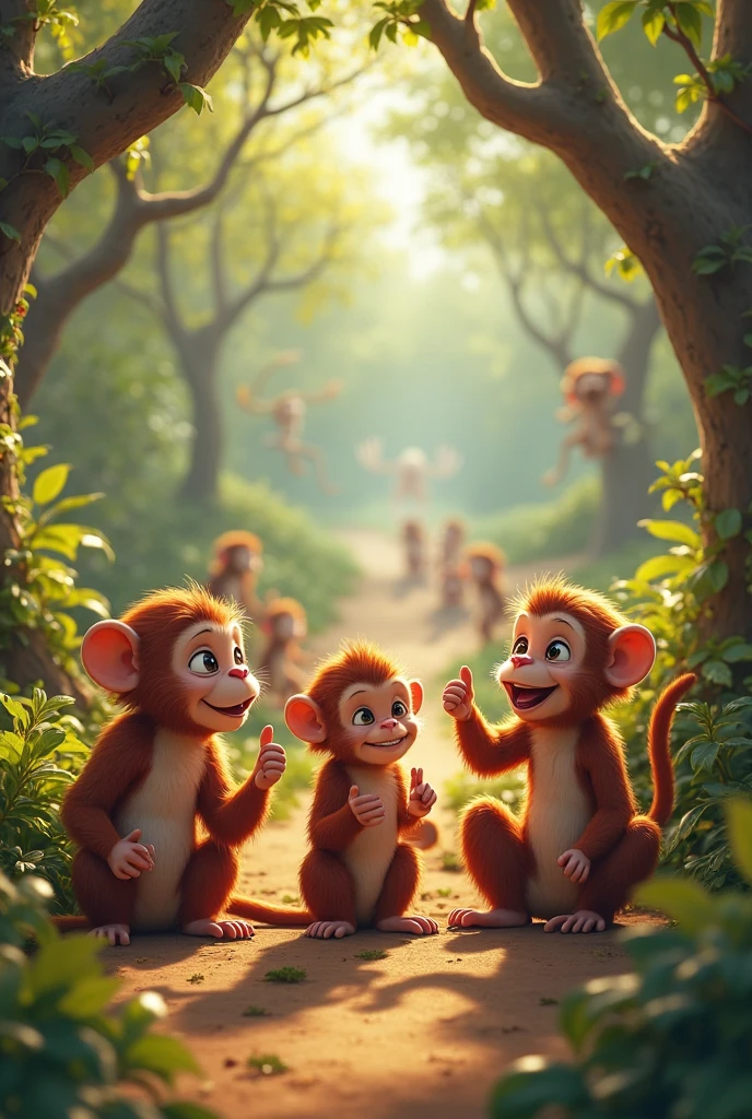 A female monkey with 2 handsome young boys