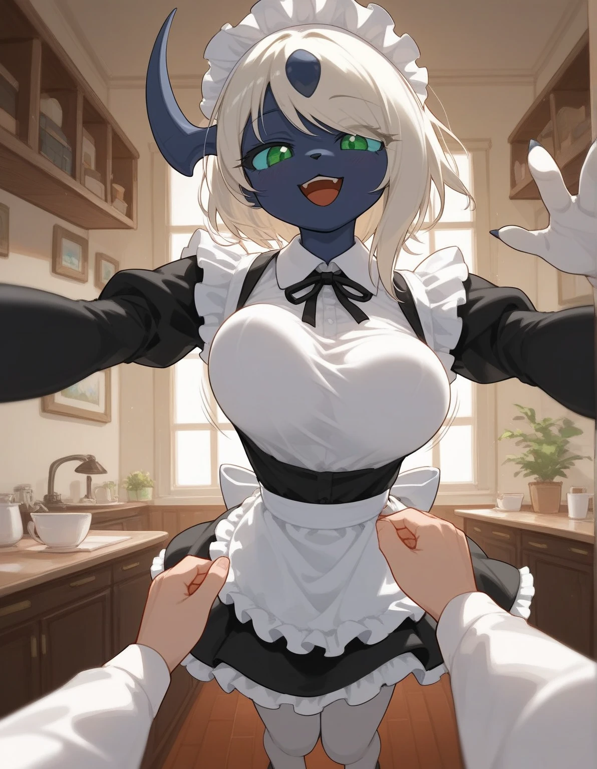 score_9, score_8_up, score_7_up, source_anime, 1girl, light green hair, very short hair, green eyes, cat ears, medium breasts, eyeglasses, curvy body, micro bikini maid, headdress, blouse, skirt, apron, areola, jitome, fellatio, deepthroat, cheek bulge, cumshot, cum in mouth, fat man, penis, pov, from above, private room, mansion,