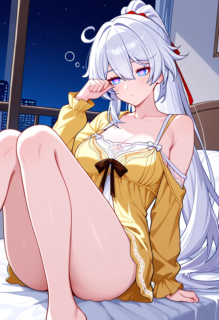 a girl, full color, Long white hair, Red eyes ,Eyeliner, black transparent clothes, Red, open air, Rose, night, ruins, Butterfly,mine same as the original, mine, , (:1.2) rest, (cheongsam), (place one's arms behind one's back), (wild lift), thin, Crotch, best quality, high resolution, unified 8k wallpaper, (illustration:0.8), (beautiful and delicate eyes:1.6), extremely detailed face, perfect lighting, Very detailed cg, (perfect hands, perfect anatomy),soles of feet,((laying down)),blond,red lips,Acting cute,Feet close up,Soon,Complete feet,white,close up, ((Nude)), ((beautiful feet, toes)), hot girl, ((sexy poses)), ((feet close up)).