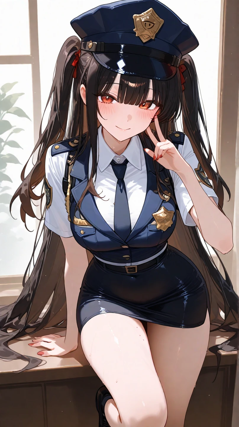 realistic image, coherent image, detailed image, 1 beautiful girl. She has brown hair, with two pigtails and a fox mask in her hair. Pink eyes, long eyelashes. Her face is oval and delicate. Smiling. She has a curvy body, medium breasts, thin waist, thick thighs. She is wearing a crop top, mini skirt. sexy pose. White background. uniform background. natural lighting in front, volumetric lighting