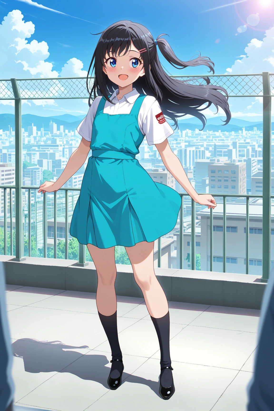 ((1 Girl))Happy,Outdoor、In front of the station、blush、From below、from the front((Multiple Views))Best image quality,High brightness,Lace panties,Garter Straps、garter belt、Panty stocking、mini skirt,Official Anime,Spy Family,Your counterfeiter、hair band、Knee-high boots