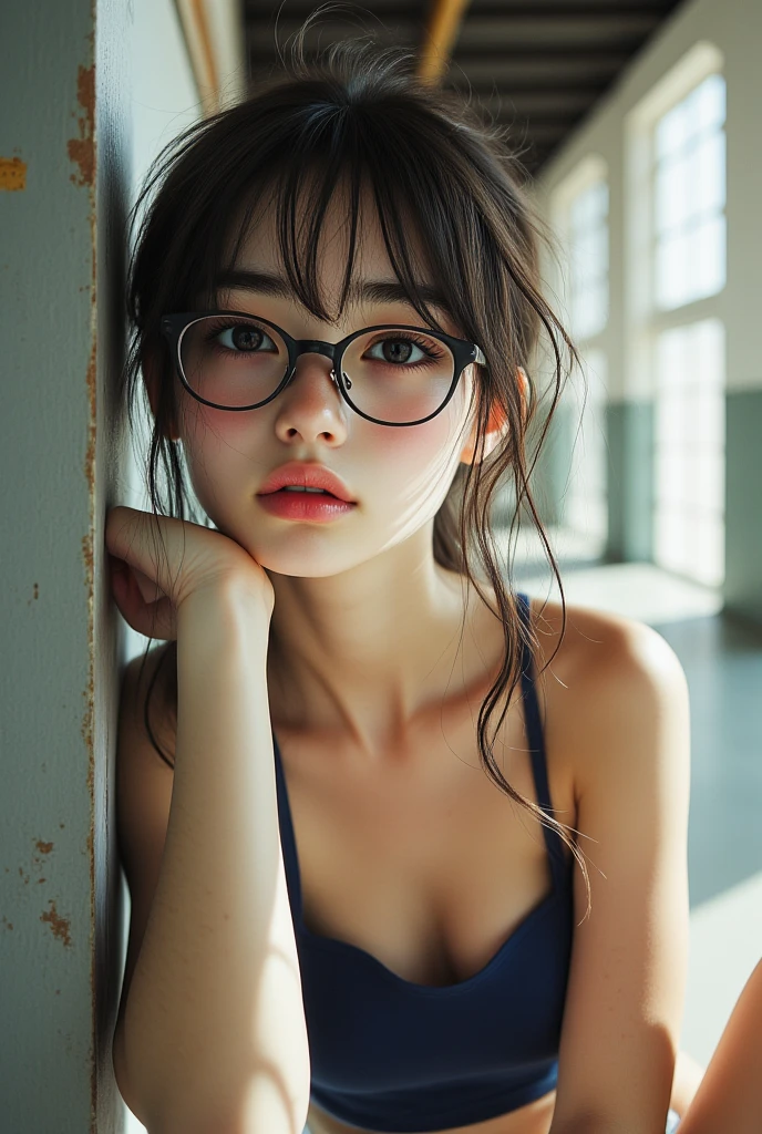 View your audience,high school girl,Leaning forward,(Random cute clothes),(Random animation pose),(Thin type),(Large Breasts),(Random hairstyle),(Best image quality, (8K), Ultra-realistic, 最high quality, high quality, High resolution, high qualityの質感, Attention to detail, Beautiful details, Fine details, Extremely detailed CG, Detailed Texture, Realistic facial expressions, masterpiece, in front),(Wearing glasses:1.1)、Summer Dresses