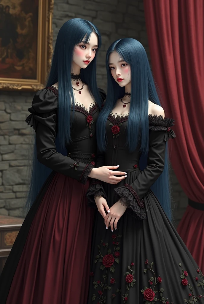 ball jointed doll, ellowyne wilde, gothic girl, elaborate dress, jewelry, long hair,