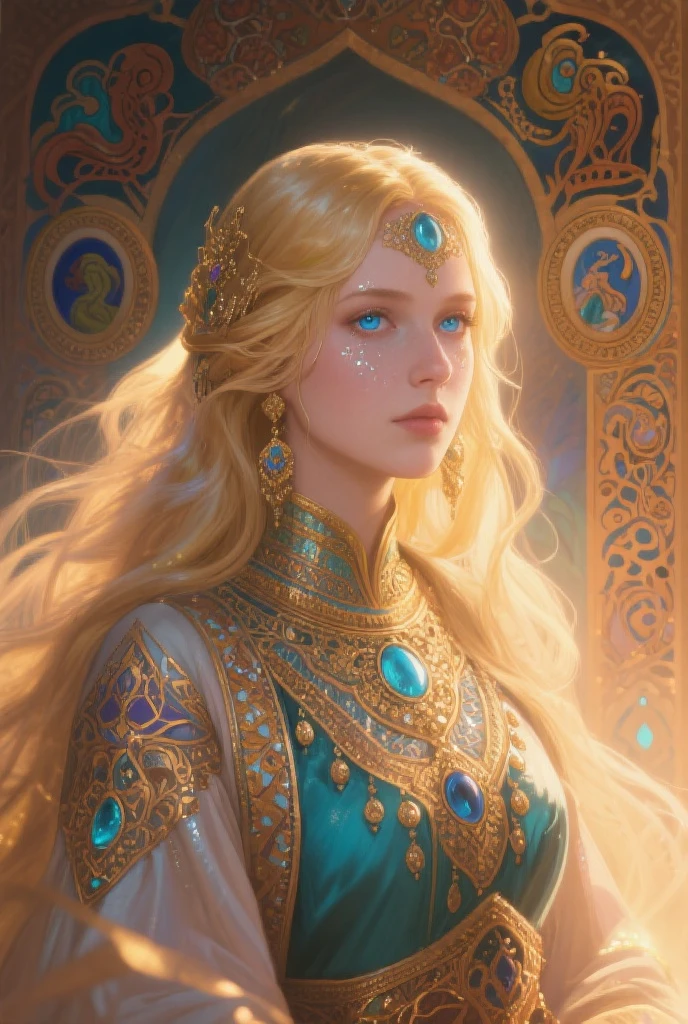 blue eyes, charming, silver hair, red mouth