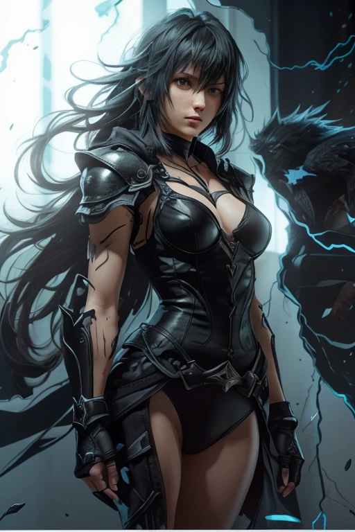 "The Last Anaconda Amazon" Beautiful woman, cold face, no horns, have an anaconda tail behind her butts, scary tail, have a thousand arms, an ancient witch, wear a full-mask cover face, holding sharply weapon and shield, wear an old-fashioned hood, wear a clothes from Arknights, Bloodborne theme, Arknights theme, dark fantasy, scary theme, green forest, monstrous pet, bloody background, supervillain, evil movement, mercilessly squads.