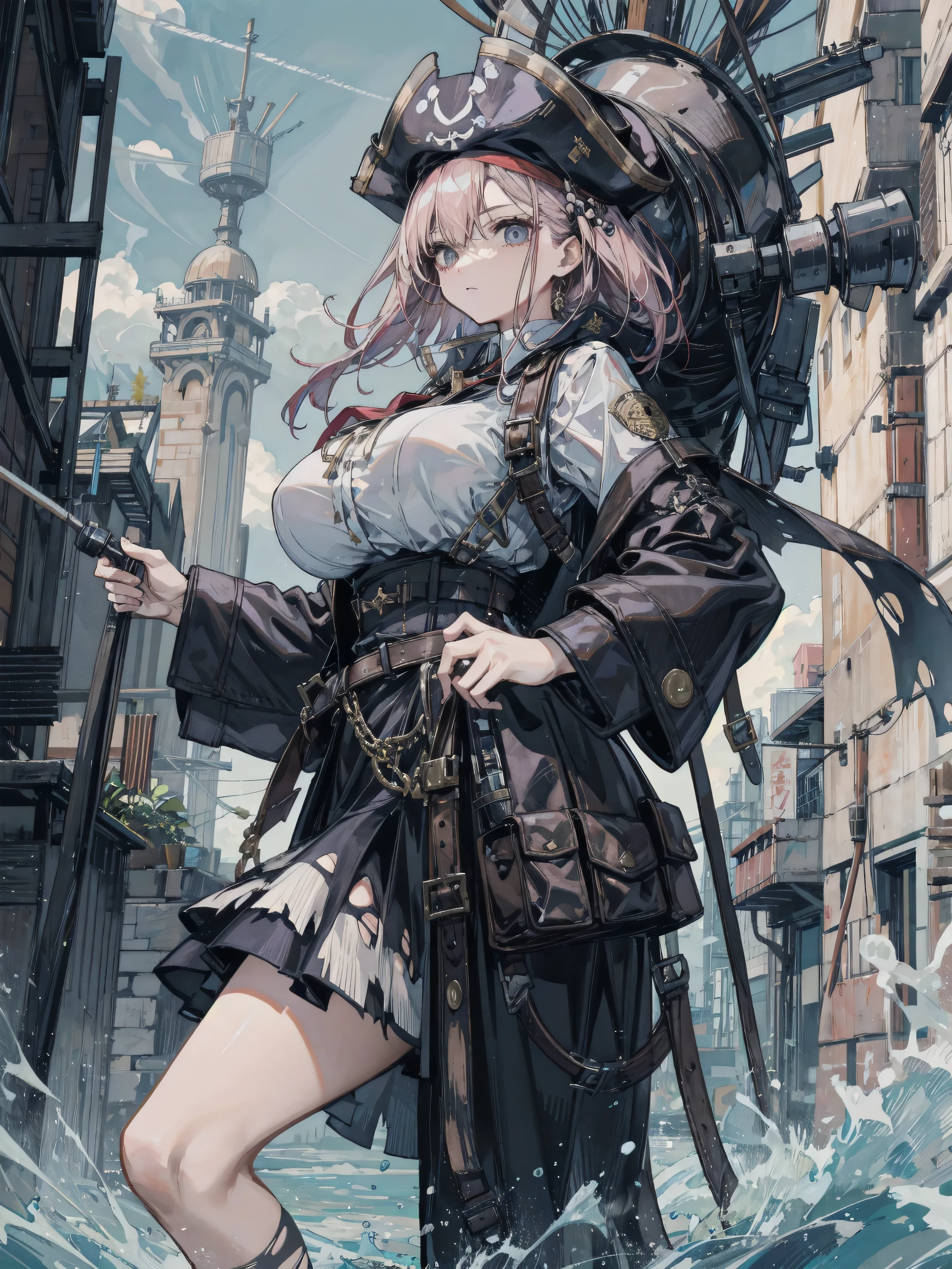 ((masterpiece,best quality)), (tight panties), (mini skirt), breast, (Cleavage:1.2), belly, pantyhose, (mature), (colorful), 1girl, princess braid, long hair, purple hair, solo, yellow eyes, looking at viewer, standing, gloves, yellow hair ornament, lingerie, smile, floating hair, view from below, closed mouth, looking away, (at-the-beach:1.2), full body, beautiful cloud, (high contrast),