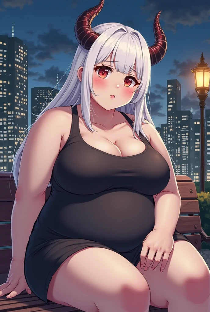 il y a une femme en chemise rouge debout sur un trottoir, thick, bbwchan, elle a un ventre rond et gros, grosse femme, , aspect lourd, obese, grosses cuisses, obese ), thick build, son ventre est gros et rond, corps bacchanalien gras et fort, tendance sur bbwchan, extremely large