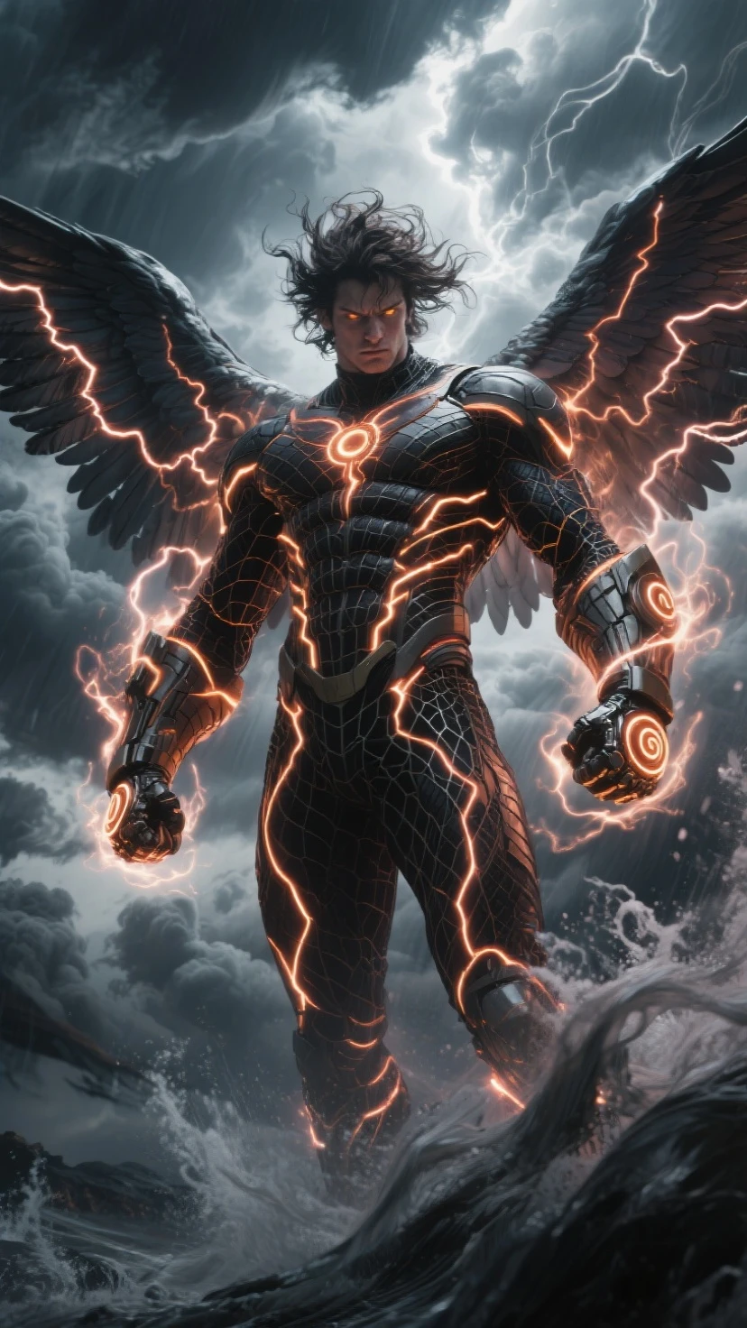 A blue minotaur with angel wings, muscular, with luminous rays around his body in a realistic 12k ultra hd TV commercial advertising scenario --auto --s2