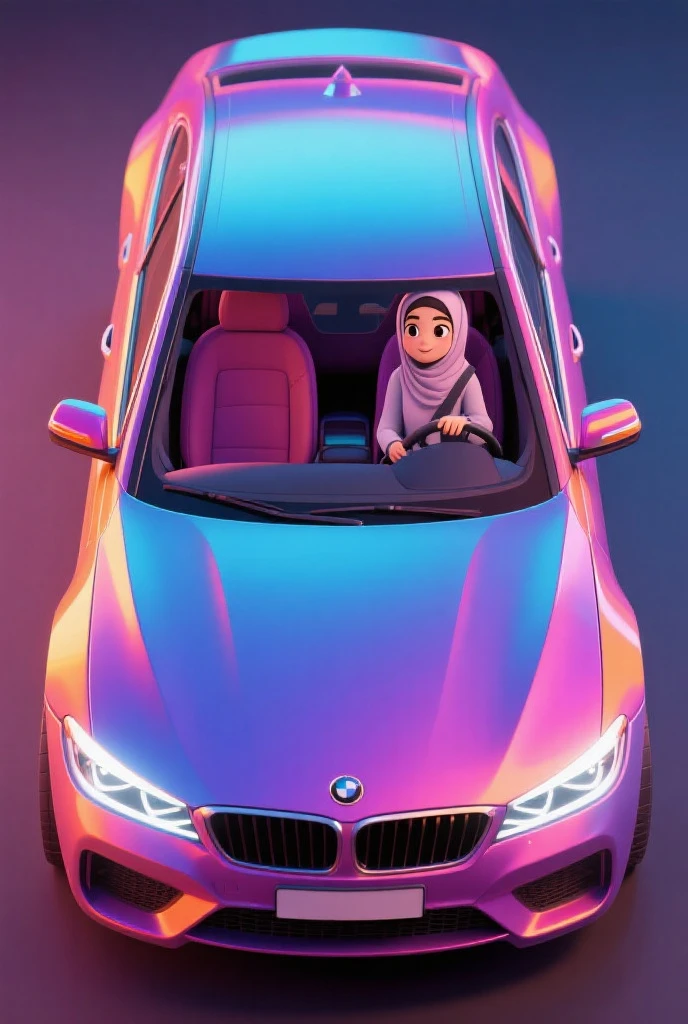 Make logo of a car and put a hijab girl in back ground and make it colour full make it more beautiful make it simpler 
