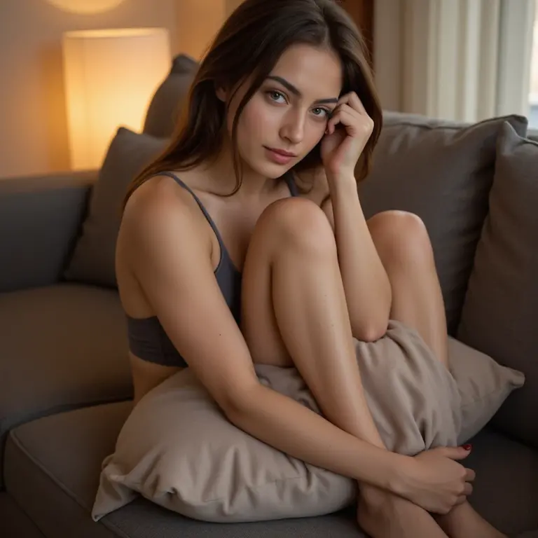 gorgeous young colombian woman, in her living room, on a sofa, wearing a jupe en coton and sweatshirt, full body, beautiful face, masterpiece, best quality, ultra-detailed, solo, shadows, contrast, cinematic light, side lighting, ultra high resolution, best shadow, RAW, 4K, 85 mm, poca profundidad de campo, Kodak Vision Color, extrem adamente detallado, Cinematographer_\(ultra\), photoreallistic, Realstic, Postproceso, Maximum details, asper eza, vida real, ultra realista, fotorrealisimo, Cinematographer,8K UHD, Cinematographer