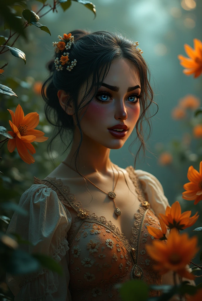Create the most beautiful woman in the world with black hair