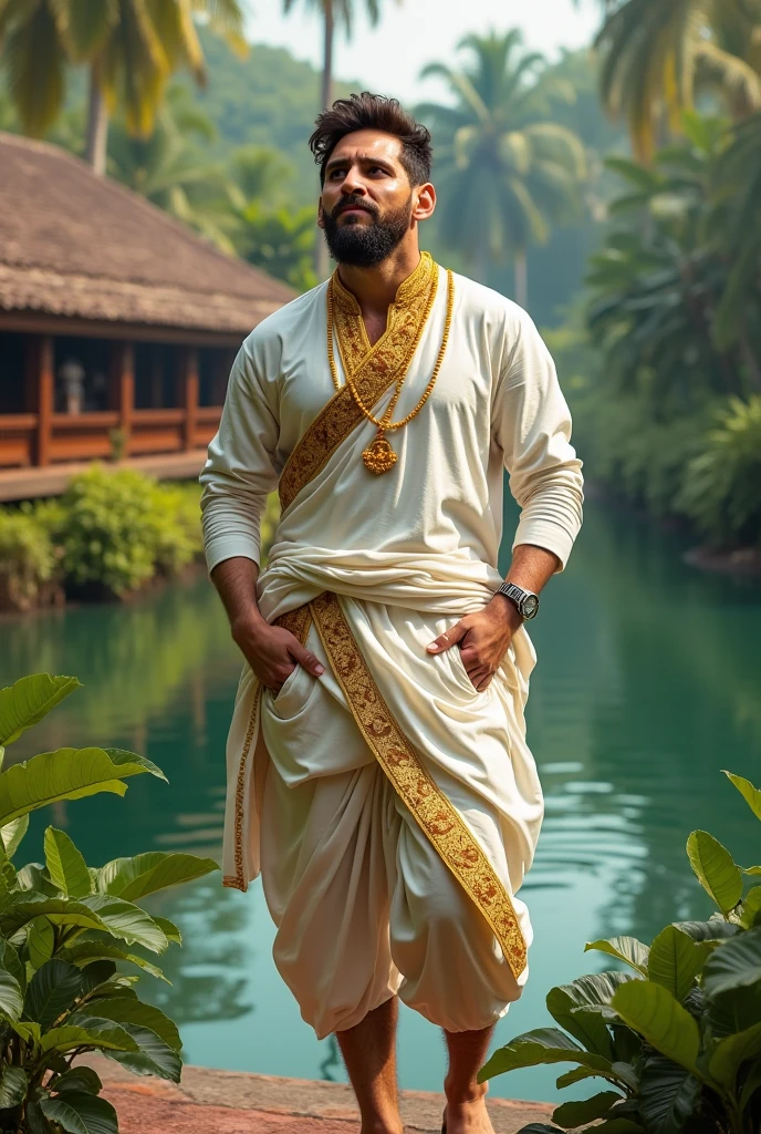 A sexy man wearing kurta, diwali festival, beautiful background , nsfw, homoerotic ,penis