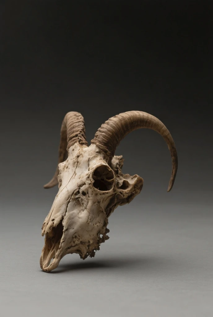 male sheep skull , horns , angry