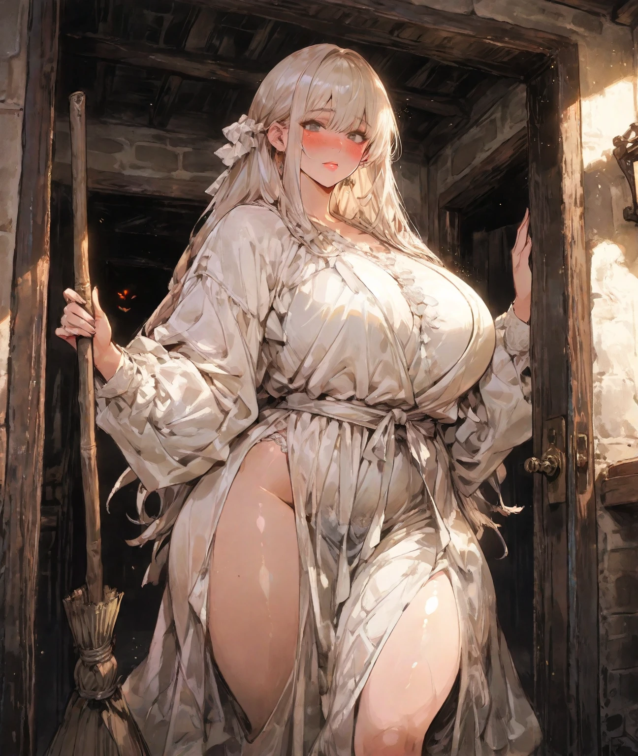 masterpiece, highest quality, night, outside, Completely naked, between legs, Pussy, Plump, [crazy_eye], (Big Boobs: 1), Super detailed