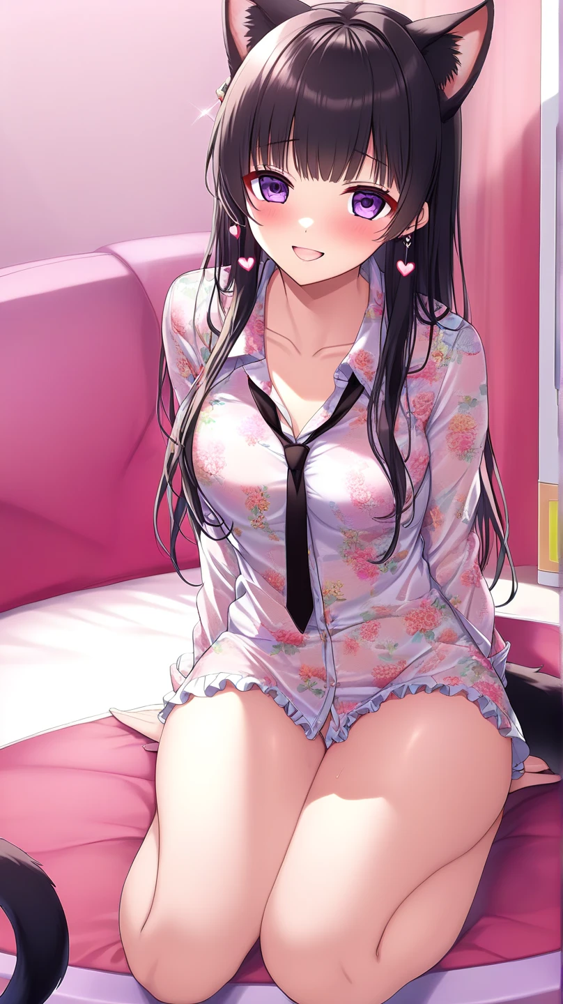 A high school girl with long black hair, a cool beauty in a sleepy state, wearing only a bra on her upper body and pajama pants, in a cowboy shot in a bedroom, masterpiece, highest quality