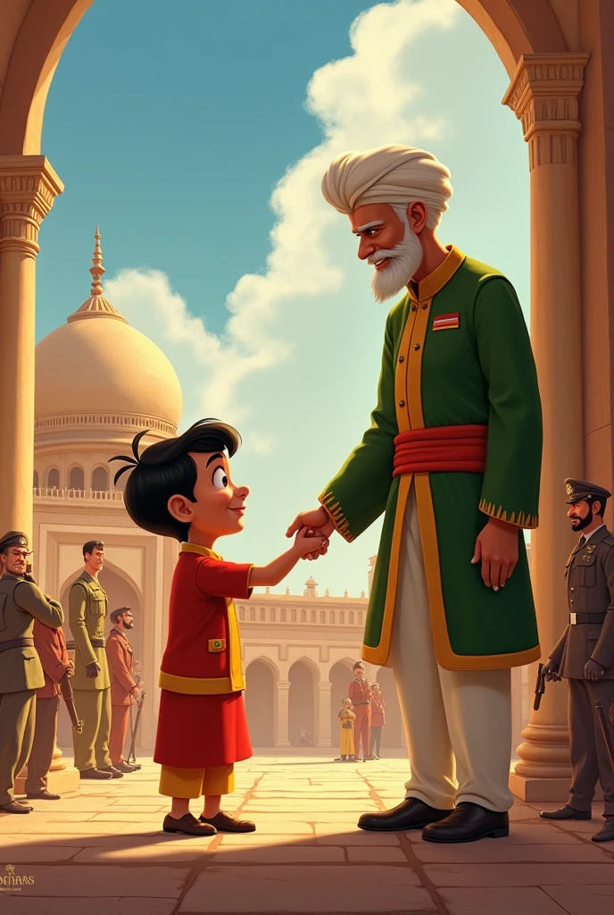 Make a pic with a pakistani child and I indian man saying to congratulate me for becoming Independence