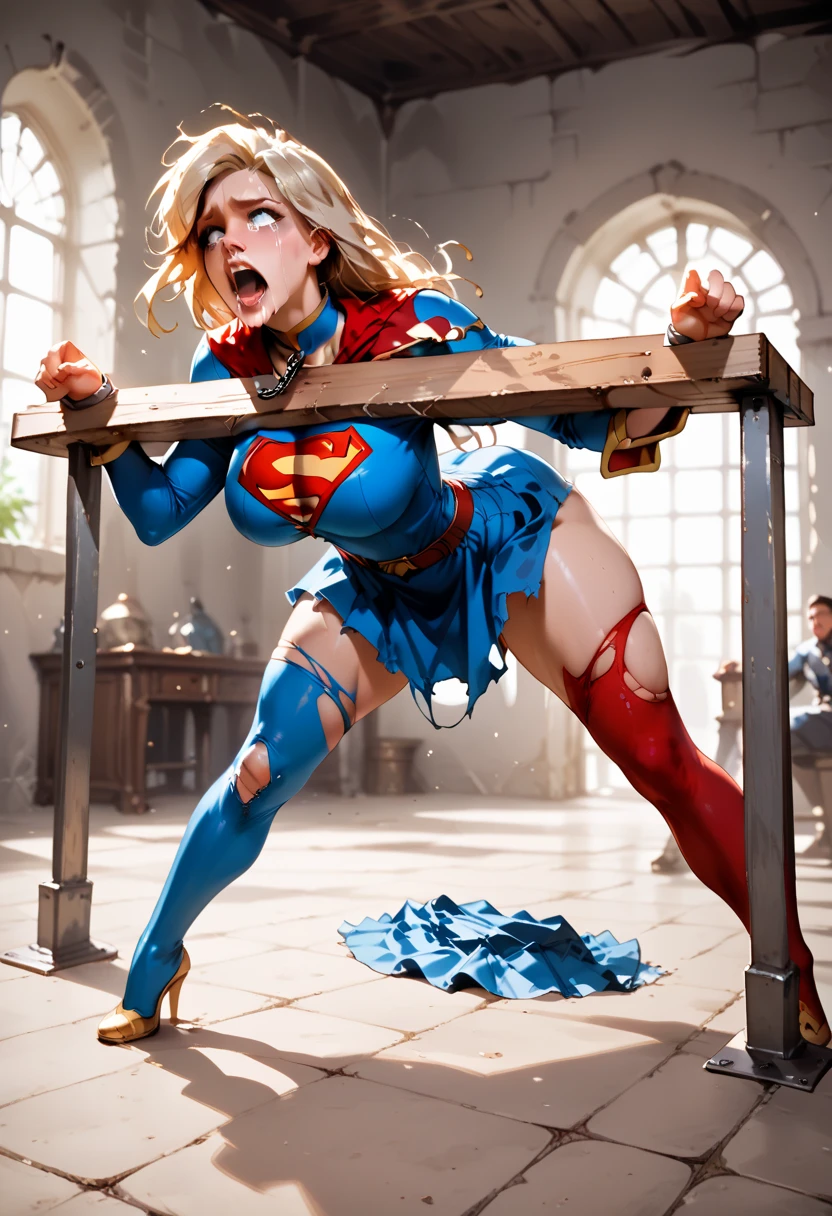 (( Em um castelo masmorras)) (( She is dancing dressed as a ballerina)) (( His shorts are tattered, Your blouse is tattered, Your mesh is tattered, his uniform is tattered, seu traje esta esfarrapado, your clothes are tattered, his pantyhose are shredded and with holes)) sem calcinha, no-bra. WONDER WOMAN SUPERHEROINE .  She's sweaty all over her body. (( your clothing is indecent, imoral )) Crescer, ela tem 30 anos. She's screaming in terror, She's terrified, She's crying a lot.  Ela tem cabelos pretos, ela tem cabelos compridos. ((She's leaning against a corner of the wall, enrolado )). She wore a suspension belt and Fishnet Footless pantyhose and maid's lace line.  Capturado, Sequestrado, abandonado, Torturado, escravizado, envergonhado. ((His hands are attached to the wall by handcuffs with thick chains. His ankles are tied to the ground by handcuffs with thick chains)). She screams and begs for mercy, Ela cai no choro. The ropes run down the middle over her back through her married sleeve swimsuit to tie her legs just above her knees and ankles. Wearing a thick metal necklace around the neck with a chain.  Forced into prostitution. ( your clothes are wet, your pubis is swollen ) (Sua urina corre pelas pernas dela, dripping on the floor. (( She's wearing painful slave heels.)).  She's all scratched. Areola of the protruding breasts.