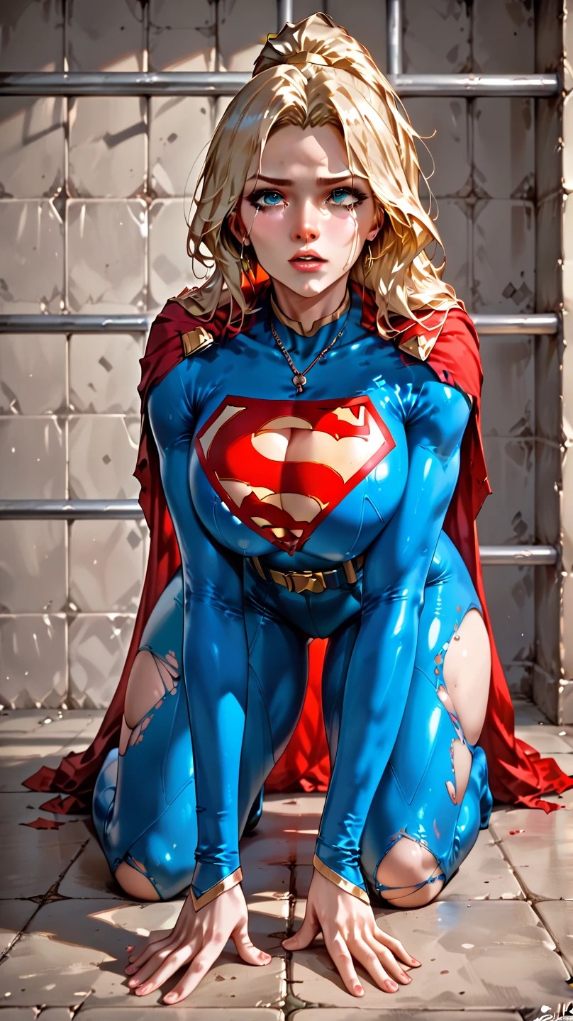 ((SUPERHEROINA SUPERGIRL, ABANDONADA IN THE DIRTY ALLEY AT NIGHT, IN PROSTITUTION,HUMILHADA,DERROTADA)), (SUPERGIRL is barefoot), ((SUPERHEROINE SUPERGIRL, prostituida, a dirty cow)), (SUPERHEROINA SUPERGIRL suada por todo o corpo), (Supergirl chorando muito). ((SUPERHEROINA SUPERGIRL tem cabelo loiro, ela tem cabelo longo)), ((SUPERHEROINA SUPERGIRL wearing a thick metal necklace around her neck )), (Your clothes are immoral, your clothes are indecent, your clothes are tight), ((Shibari, arms behind the back:1.4)), ((hands on back)), ((string restriction)), ((Inevitable restriction with ropes)), (obra-prima, melhor qualidade) 1.5, 1 garota, sozinho, (sexy, mulher bonita, rosto perfeito, olhos perfeitos) corpo inteiro, ((High definition face)), (((SUPERHEROINA SUPERGIRL ESCRAVIZADA, Tears stream down her face))).