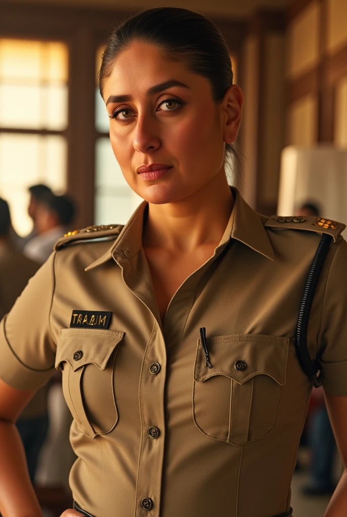 <lora:Kareena_Kapoor_V1:1> woman wearing police uniform, posing, full body shot,
8k, uhd, high quality,