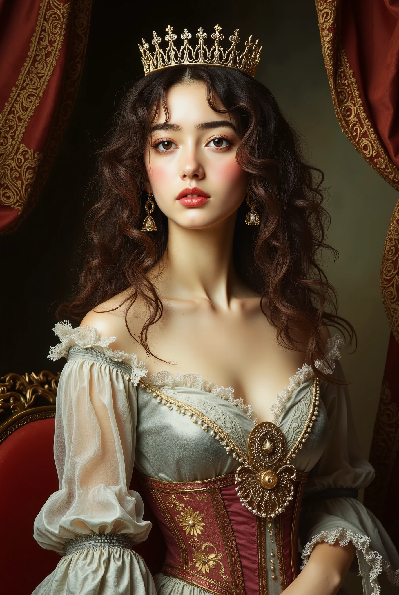 Margaret of Valois, an ancient queen of the 18th century a free woman, who was politically important was attractive with curly hair and white skin