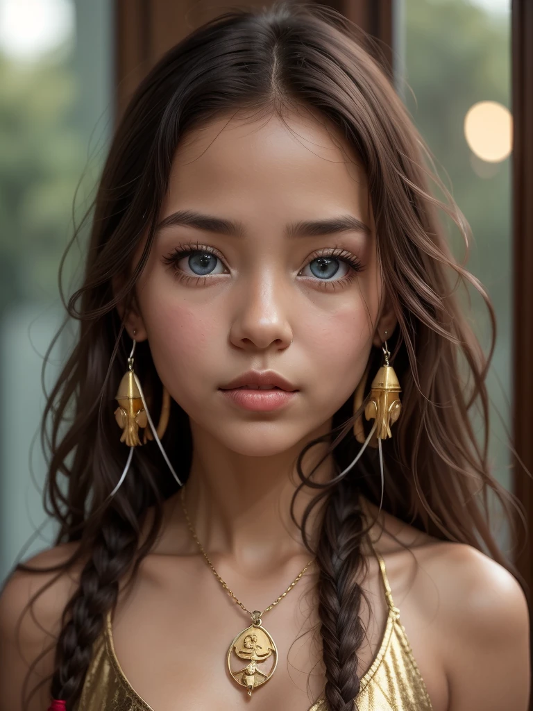 studio photo of a cute young woman, extremely detailed eyes, beautiful face, detailed natural skin with pores, colorful outfit, fake animal ears, natural hair, beautiful detailed sky, award winning photo, nikon d850 film stock photograph f1.6 lens, rich colors, dramatic lighting, looking at the viewer, RAW photo, high quality, sharp focus