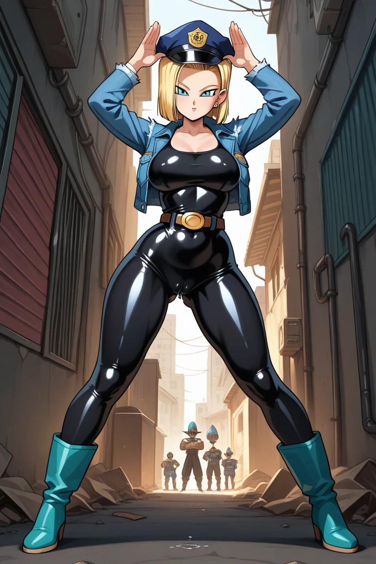 Android 18 from dragón ball sexy in white panties transparent in future city , 8k