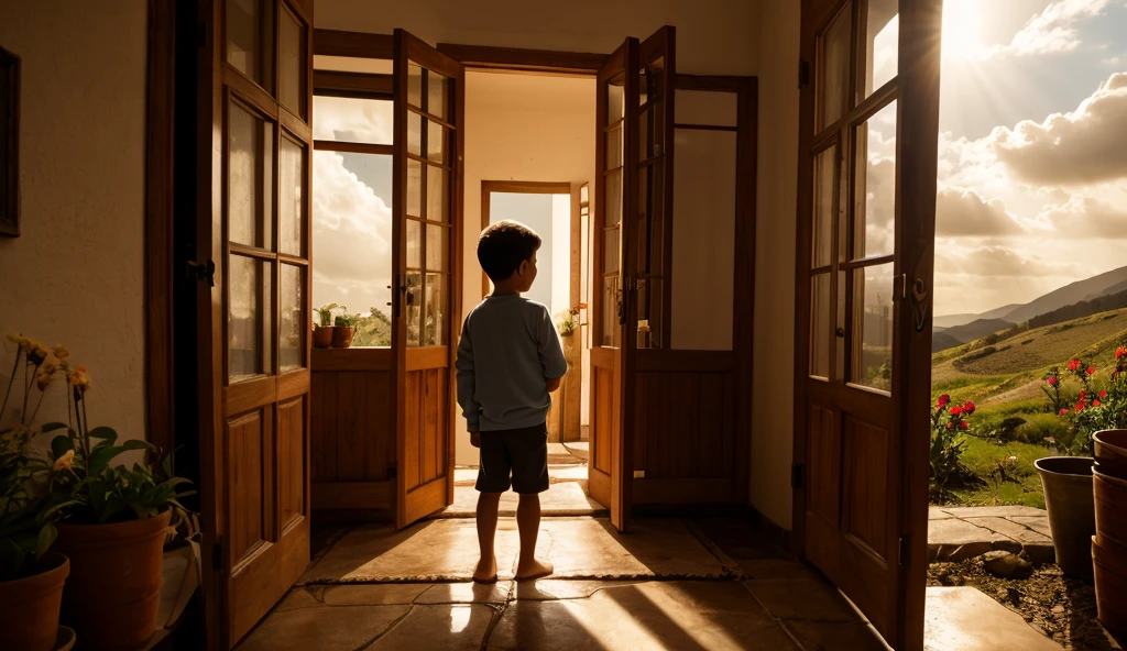 ### The Portal to the Worlds Lucas was a curious ten-year-old boy, with a fertile imagination and an adventurous spirit. He lived in a small town with his parents and younger sister, Sofia. On Saturday afternoons, while most kids his age watched cartoons or played video games, Lucas preferred to explore the surroundings of his home. It was on one of these explorations that he found something extraordinary..

In the basement of his grandparents&#39; old house, which had been uninhabited for years, Lucas found a wooden door, worn out by time, hidden behind a pile of old boxes. With your heart beating fast, he pushed the boxes and, with a little effort, managed to open the door.

Behind the door, he found a shining portal, emanating a soft, inviting light. without hesitating, Lucas walked through the portal and was immediately transported to another world..

### The Ice World Lucas found himself in a vast desert of ice and snow. The cold was intense, but he found shelter in a cave where he met a tribe of people who took him in. They taught him how to survive in the icy environment and protect himself from dangerous arctic creatures. Lucas helped the tribe find a new home, safer, and gained their trust and friendship.

### The Underground World In the next world, Lucas fell into a complex of luminous caves. Crystals sparkled on the walls, lighting the way. He met creatures that had never seen the light of day and helped resolve a conflict between two underground tribes.. With your intelligence and empathy, Lucas managed to bring peace to that world.

### The Floating World When crossing the portal again, Lucas arrived in a world where islands floated in the air, connected by rope bridges and vegetation. He encountered a race of winged beings who were in danger due to a magical storm.. With the help of new friends, Lucas managed to save the islands and ensure the safety of the inhabitants.

### The Technological World In the
