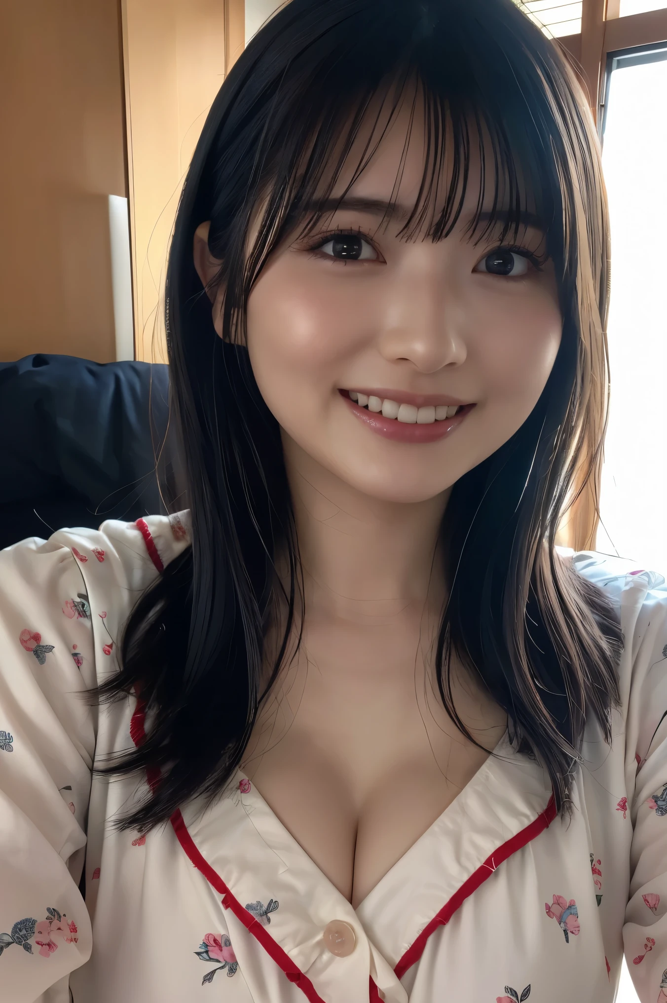highest quality、8K、ultra high resolution、Super detailed face and eyes、Highly detailed face and skin texture、glowing skin、shiny skin、master piece:1.3、1 girl、super detail face、delicate eyes、double eyelid、full shot、short ponytail、20-year-old、brown hair、A sluggish smile、smile with teeth showing、open your mouth and laugh、underwear、sexyなunderwear、Erotic、Eroticチック、sexy、sexyポーズ、Bewitching、((crawl on all fours、stick out your butt))