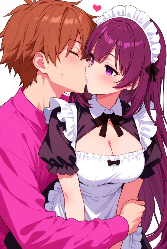 2 girls, coopfellatio, fellatio, licking, fellatio, penis, thick penis, 1 boy, cum, looking at viewer, maid, frill-headband, long hair, cute hair, heart-eyes, (embarrassed:1.2), open mouth, (cum on facial:1.3), detailed face, best quarity, happy, cum on hair, pojecile cum, bukkake, off-shoulder, on bed, large breast, peace sign,