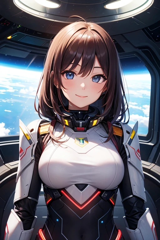 Sexy white cyborg suit、17 years old、beautiful girl、ponytail、Black Hair、fight、blue beam、universe space