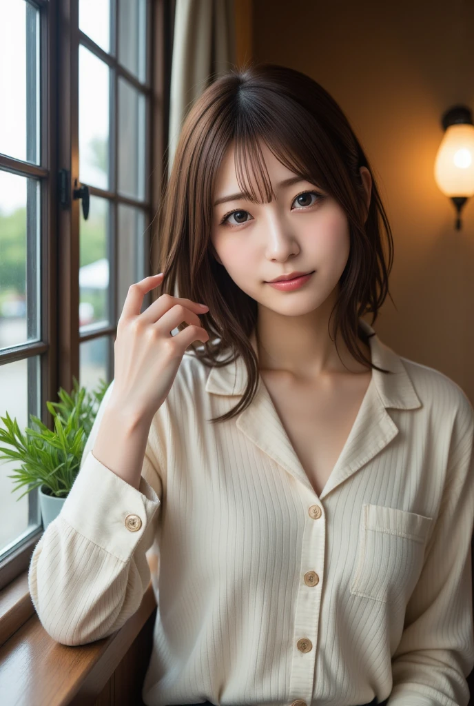 (Representative works:1.3)、(8k、Realistic、RAW Photos、Best image quality:1.4)、(30 year old mature woman)、Small face、Beautiful Face、(Realistic Face)、No makeup、Natural Makeup、light makeup、 (Dark brown hair)、Beautiful hairstyle、Realistic eyes、Beautiful details、 (Realisticな肌)、Beautiful Skin、 (Casual Fashion)、 Confused、 charm、超High resolution、Ultra-realistic、 High resolution、Golden Ratio