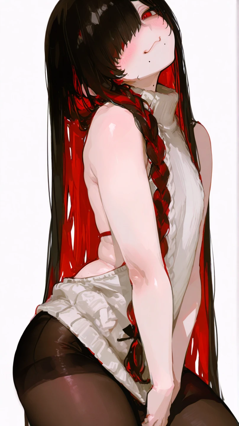 beautiful girl,Almost naked,No bra,Red pants,first round,Chewing condoms