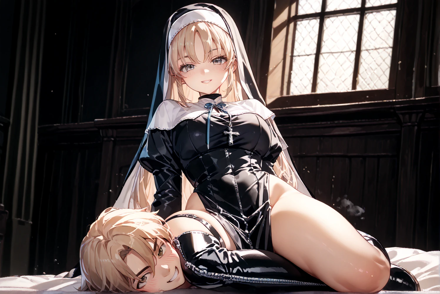 (score_9,score_8_up,score_7_up,),(Sword Maiden:1.2),Sword Maiden gi,,milf,blond hair,long hair,,mature female,1girl,big breasts,nude,, in stockings, ,,,,, black background,1boy,dark-skinned male,,, big penis, testicles, , ,,wet, steaming body,,,sixty nine position,69 position, side view, , , blindfold on her eyes, nude,naked, blowjob, cunnilingus, back view